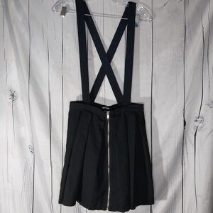 Hot Topic Pleated Zipper Front Goth Indie Sleeze Suspender Skirt